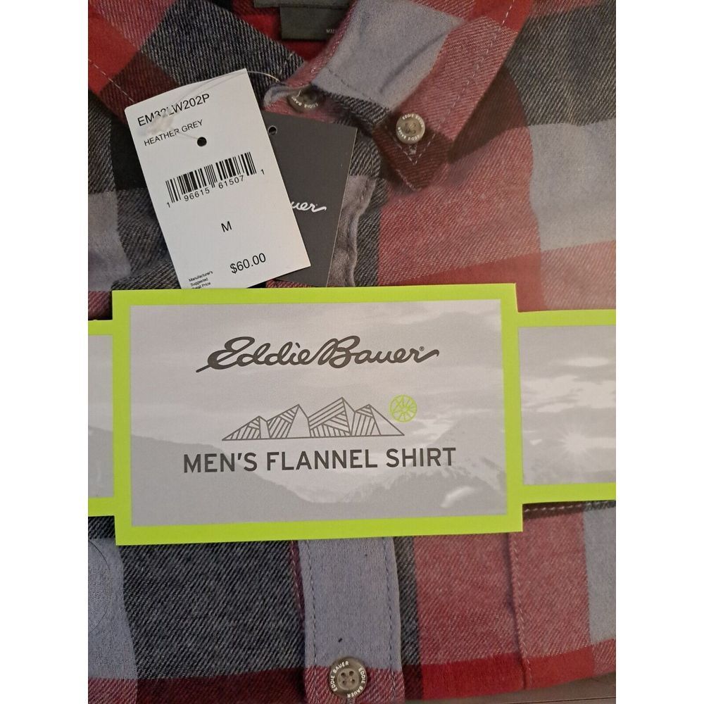 Eddie Bauer Flannel Shirt Mens Medium Plaid Pocket Long Sleeve Cotton - Picture 3 of 5